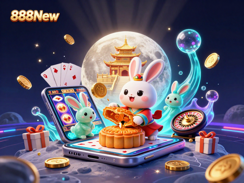 Play slots and win prizes at 888New with vibrant 3D casino illustrations featuring exciting games and characters.