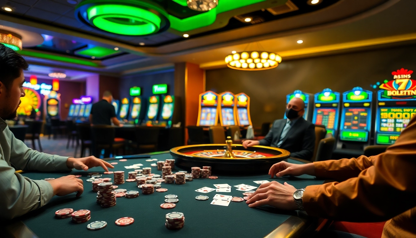 Join the excitement of 789win at a vibrant casino table packed with poker chips and cards.
