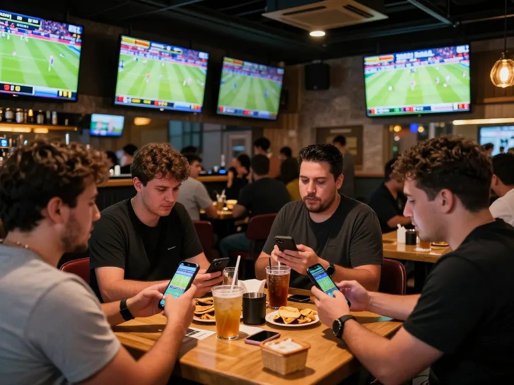 Fans engaging in live betting on keonhacai during thrilling sports matches, with screens showing game highlights.