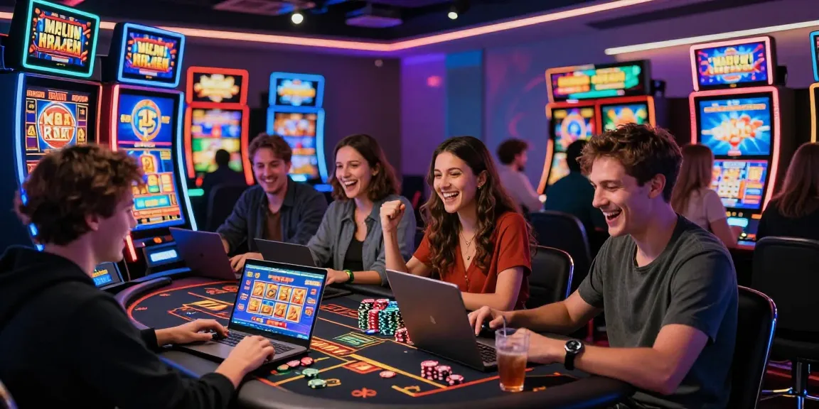 Exciting gaming atmosphere at non UK casinos with players enjoying slots and live dealer tables from https://ghsc.co.uk
