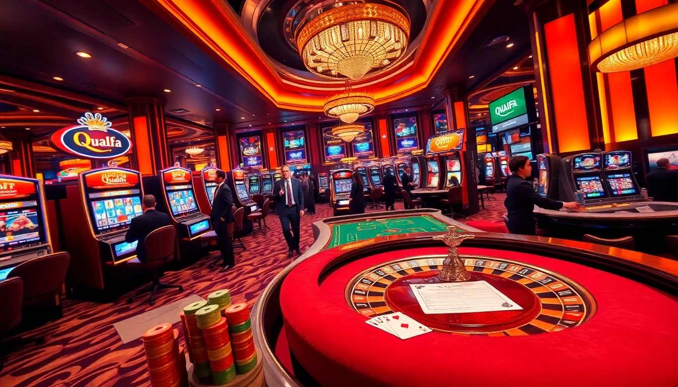 Experience thrilling gaming at QQALFA with vibrant slot machines and luxury settings.