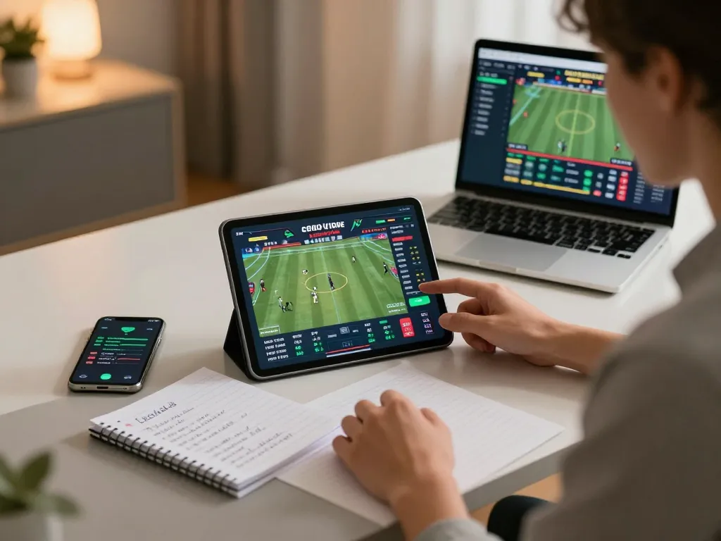 Engaged user on https://uu88.blog/ participating in online sports betting with tablet display.