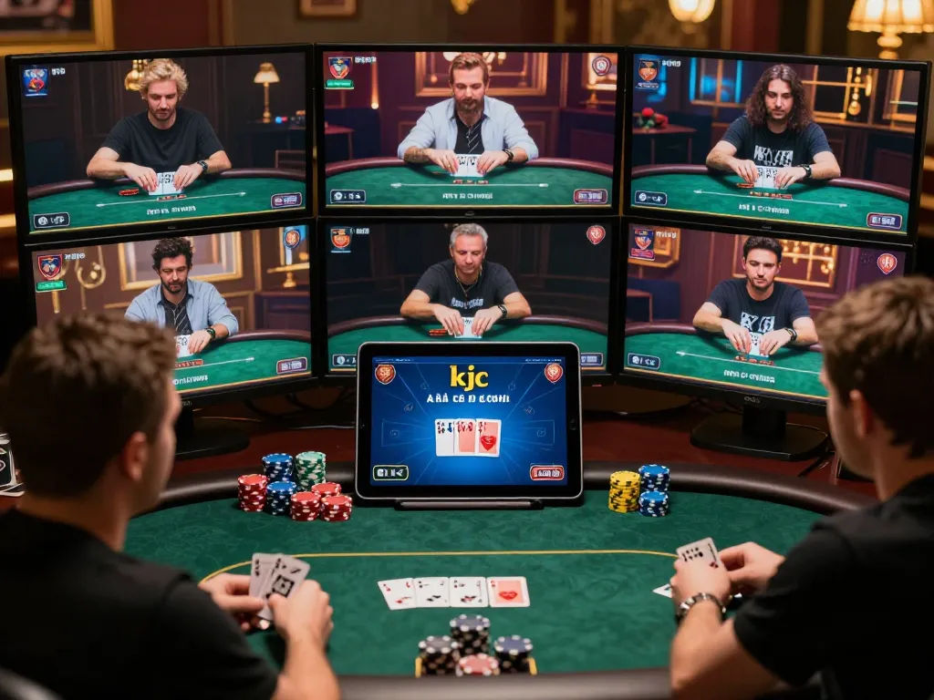 Players engaging in online poker through nhà cái kjc, showcasing the excitement and strategy of virtual gaming.
