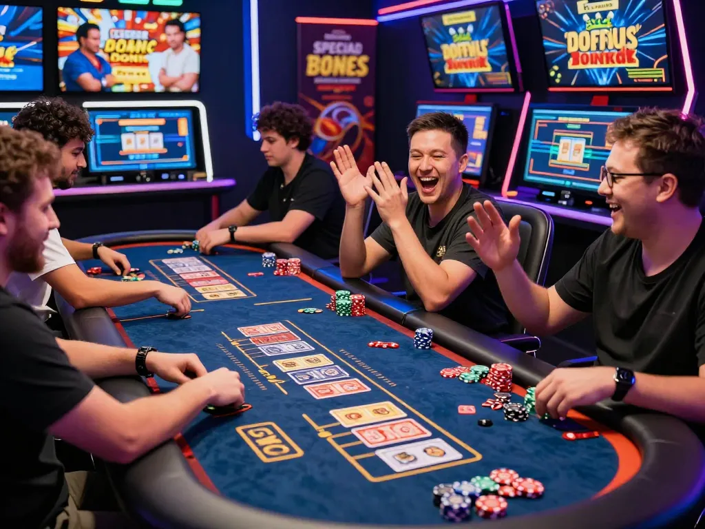 Exciting gaming scene showcasing bomwin online casino atmosphere with players engaging and vibrant visuals.