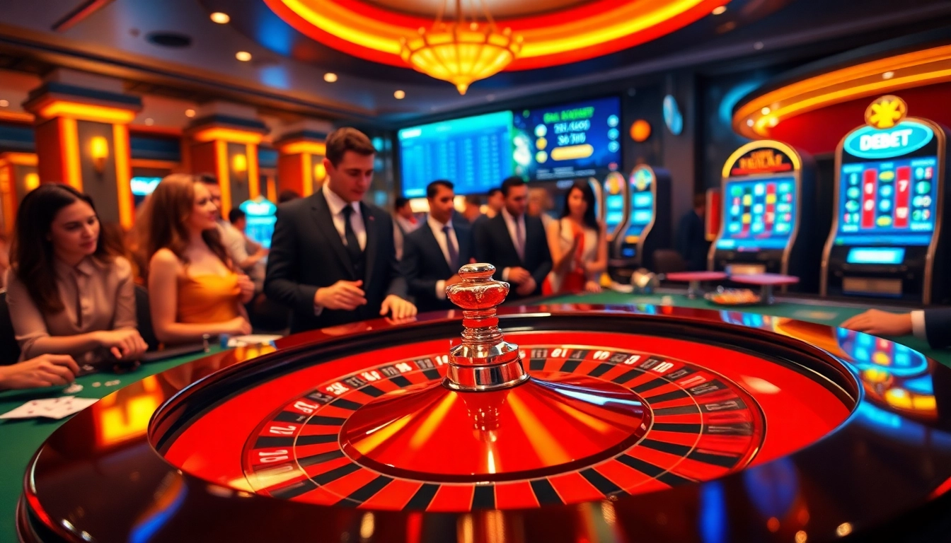 Players engaged at a roulette table within the exciting atmosphere of https://debet2.app/ casino experience.