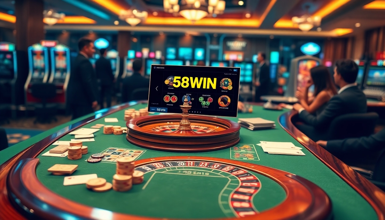 Experience thrilling gameplay at https://58win.watch/, with vibrant casino tables and enticing wagering options.