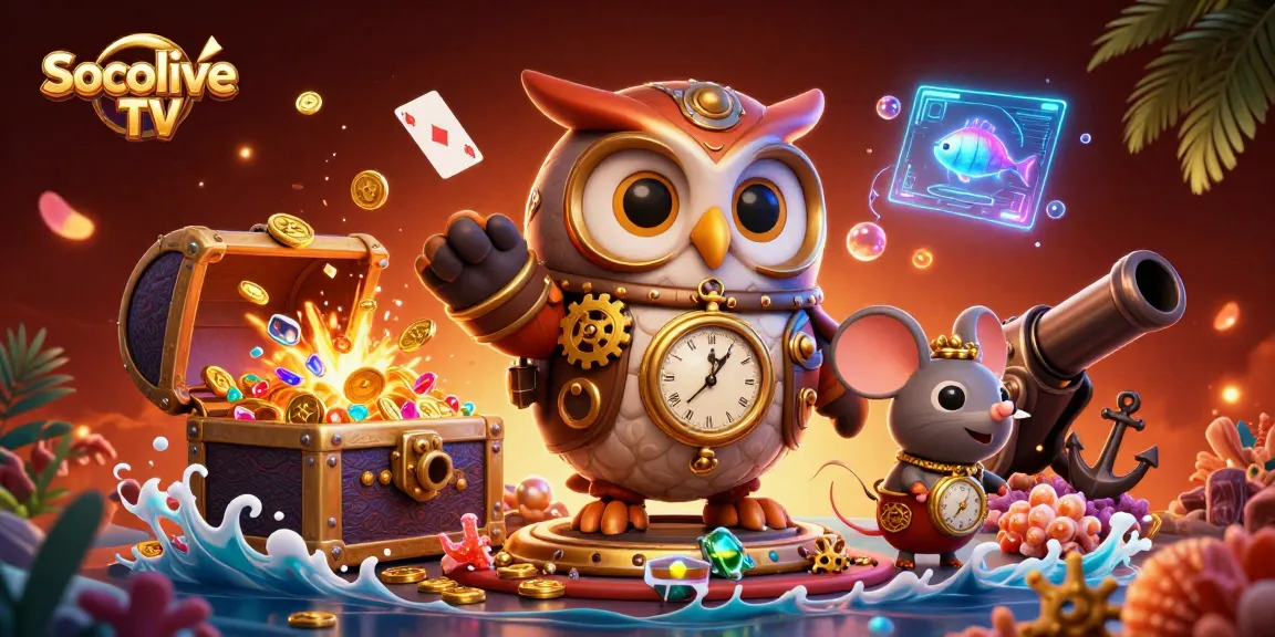 Socolive TV celebrates online gambling with vibrant casino characters in a dynamic gaming scene.