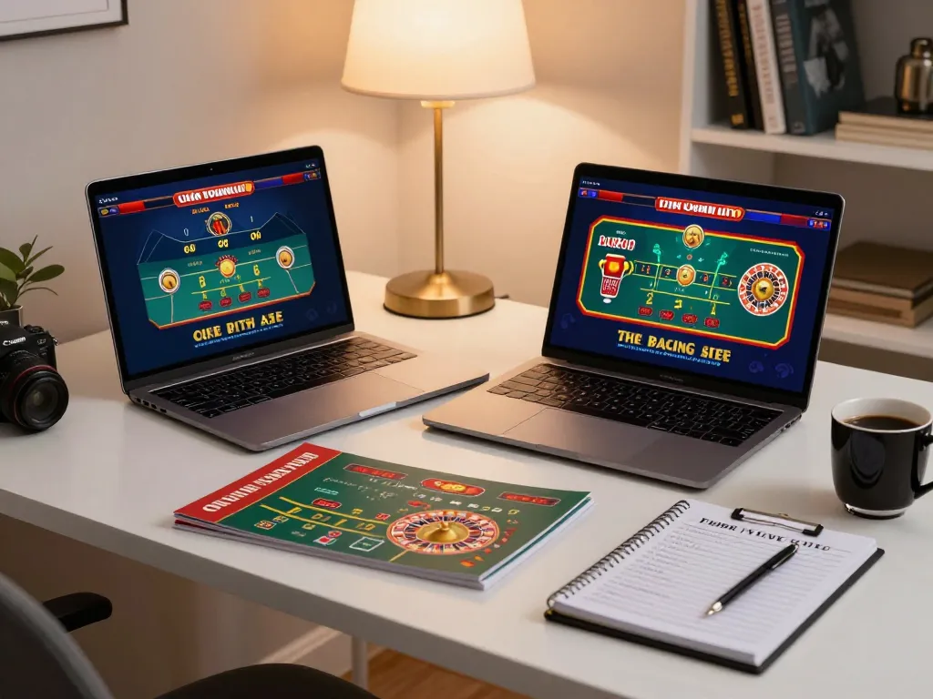 Engaging online casino setup on trang chủ mu88 featuring games on laptop and tablet amid a cozy atmosphere.