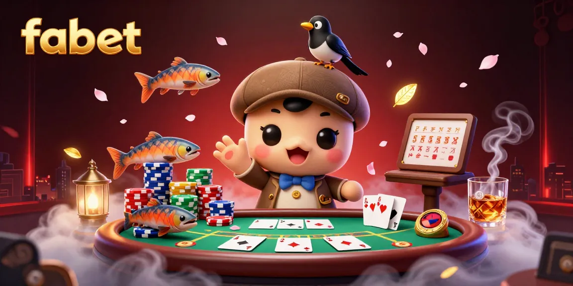 Engaging scene showcasing fabet, featuring poker elements and charming cartoon characters in vibrant casino atmosphere.