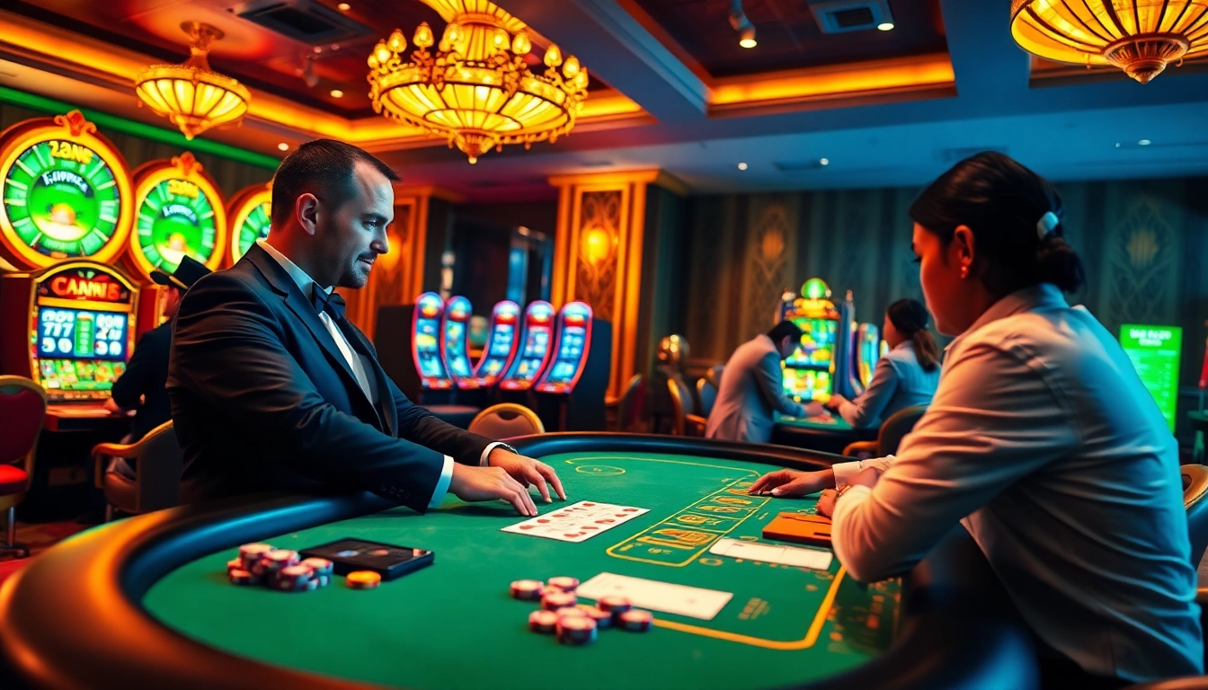 Players enjoying a vibrant poker game at G28 casino, showcasing excitement and luxury.
