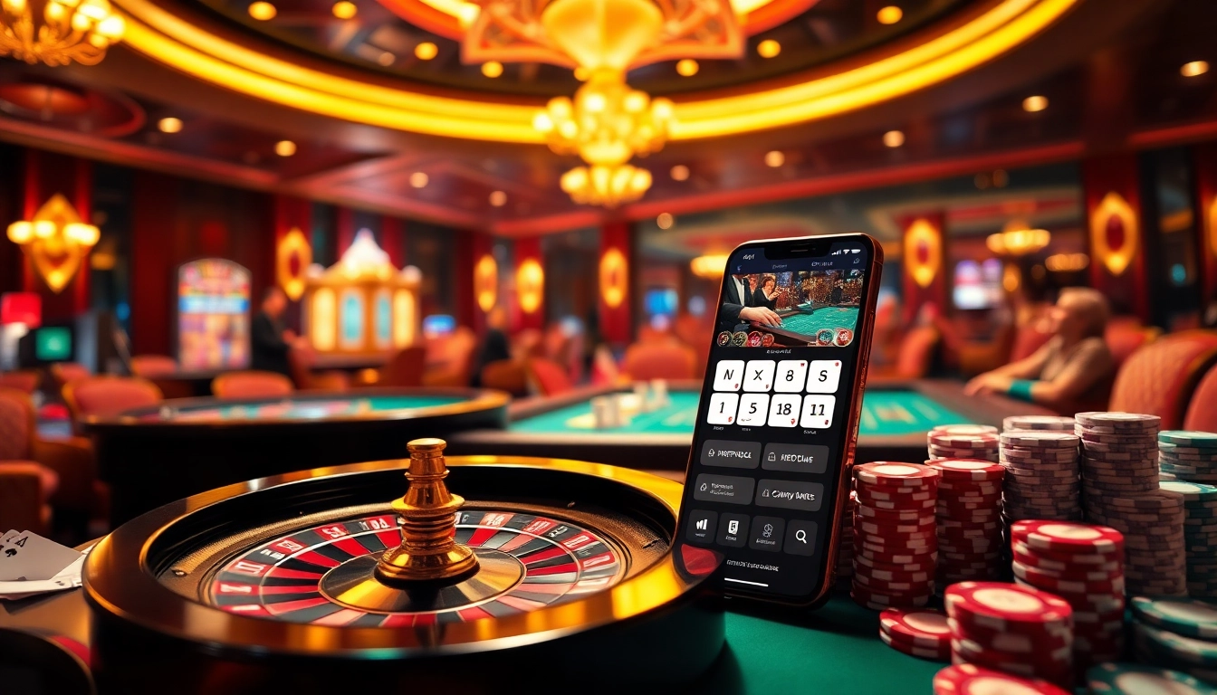 Gambling excitement at https://xx88.boats/, featuring vibrant casino elements like poker chips and a roulette wheel.