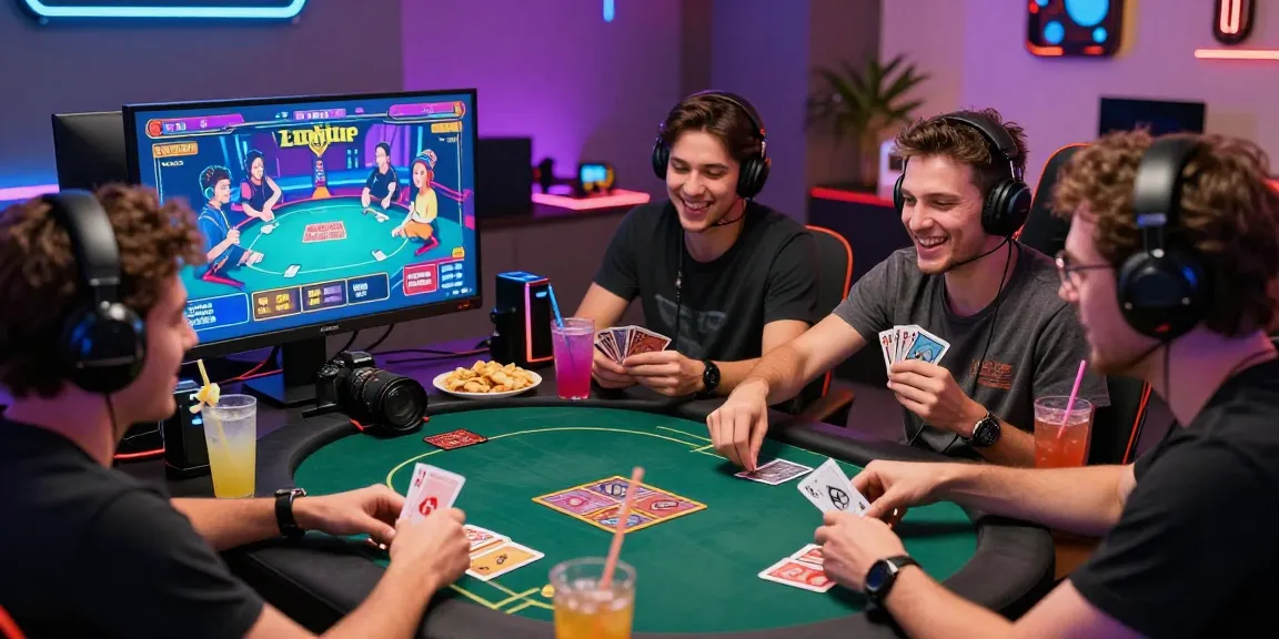 Friends enjoying thrilling game đổi thưởng uy tín session at home, immersed in card games.