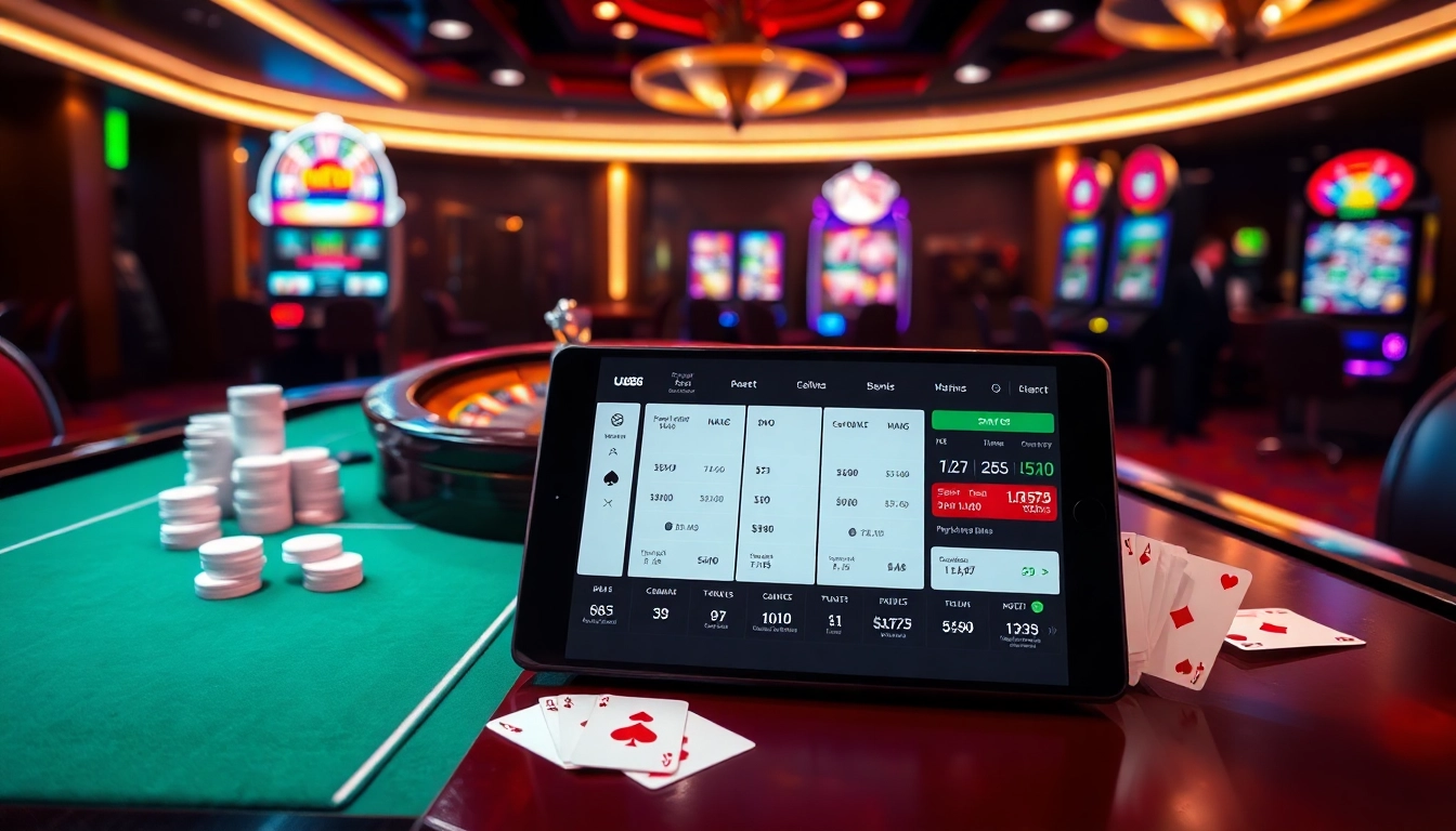 Experience the excitement of gambling at UU88 with vibrant tables and digital betting slips.