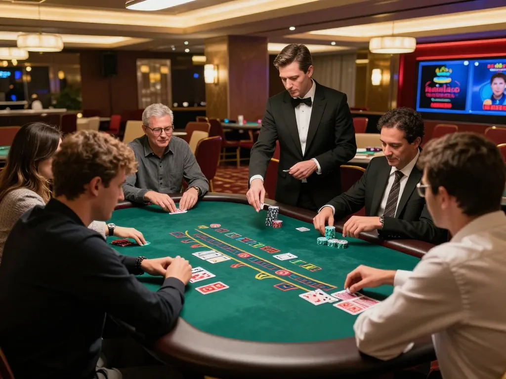 Players engaging at the blackjack table showcasing strategic moves at man88ink casino.