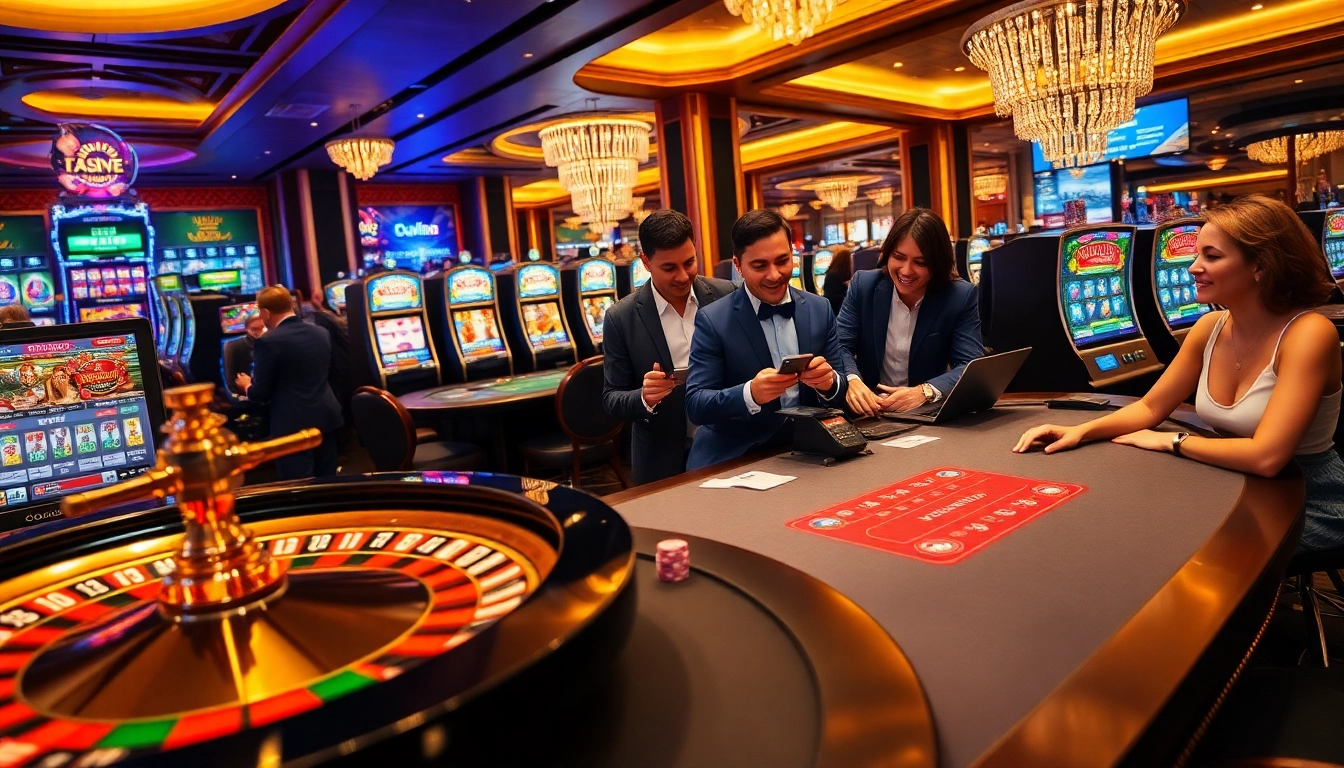 Players winning at gambling tables and enjoying a vibrant atmosphere at https://kuwinblog.com/ online casino.