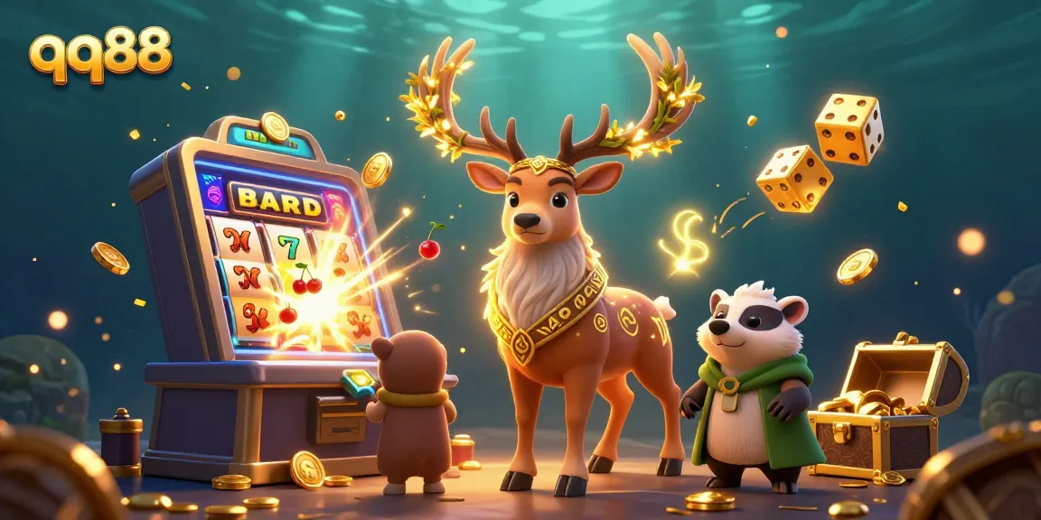 Experience thrilling gameplay with QQ88's vibrant casino action in this stunning 3D illustration.