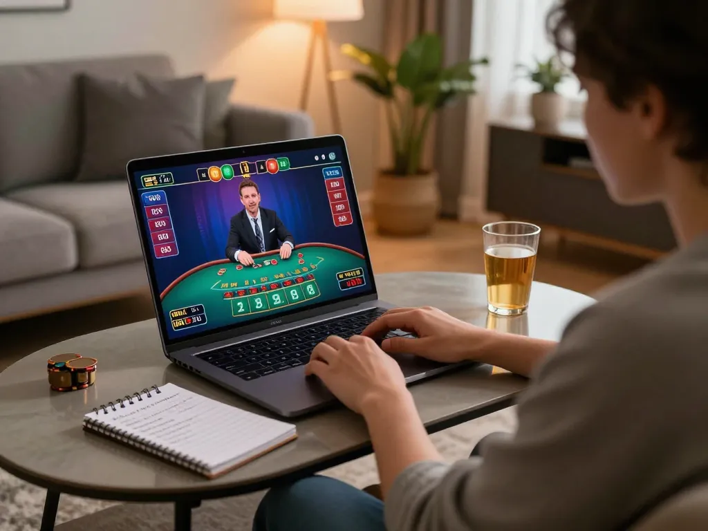 Engaging in live dealer blackjack on a laptop with 555win from the comfort of home