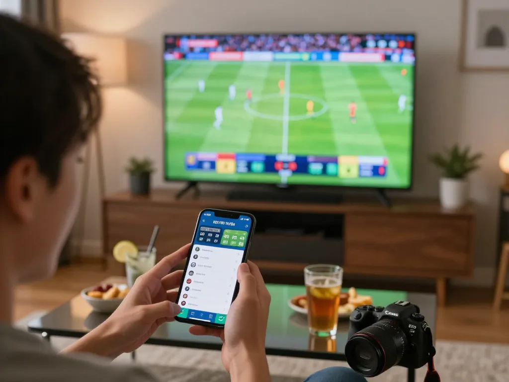 KÈO TRỰC TUYẾN user placing live bets on their smartphone during a soccer match.