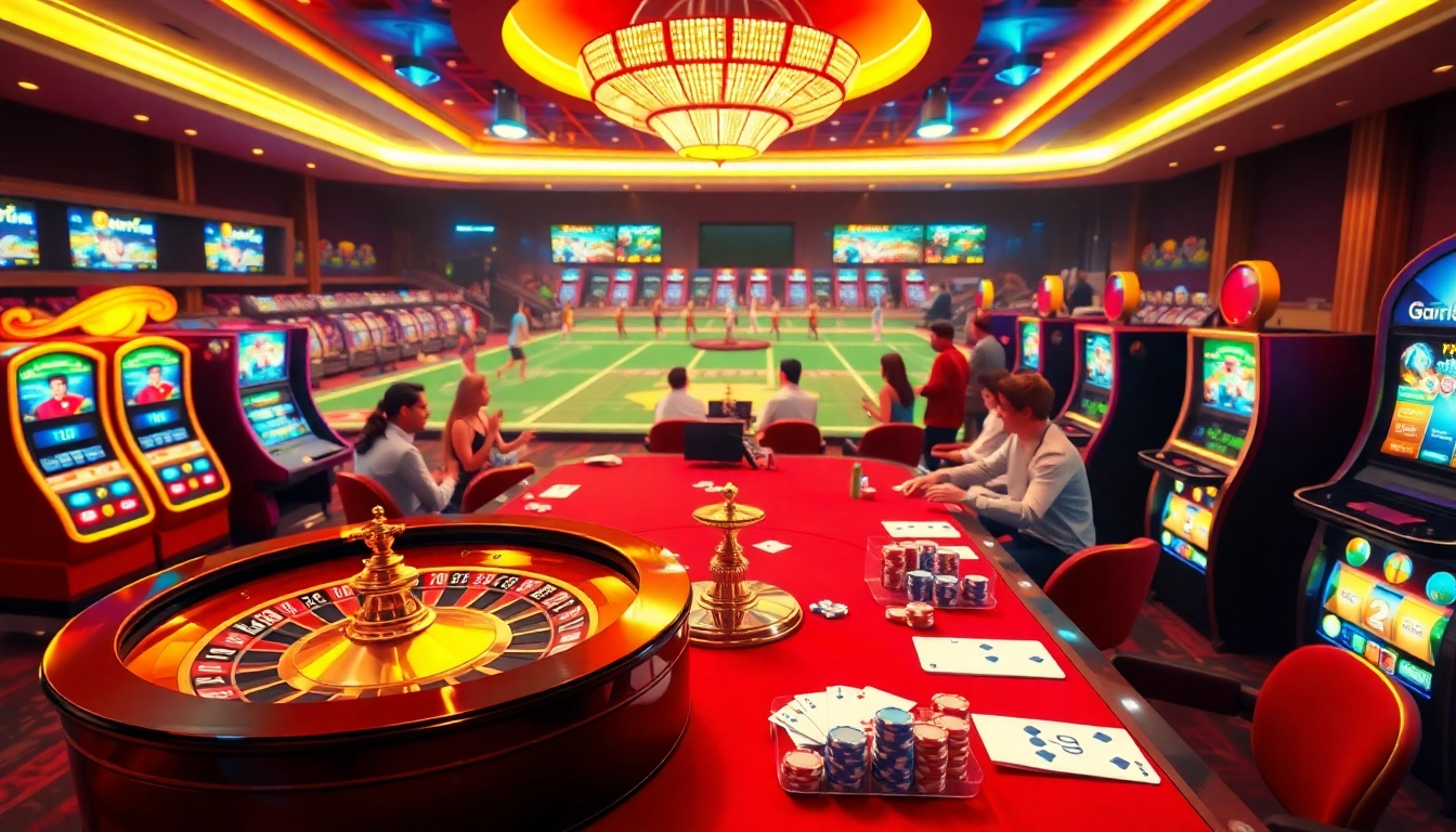 Loyal players strategizing on https://luongson171.tv/ with vibrant casino elements, enhancing their online gambling experience.