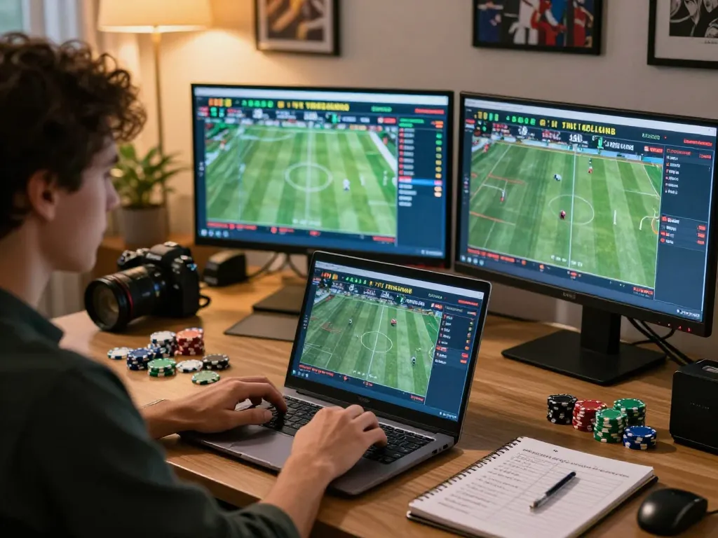 Betting strategies being analyzed on a laptop featuring LV 88 sports odds and statistics.