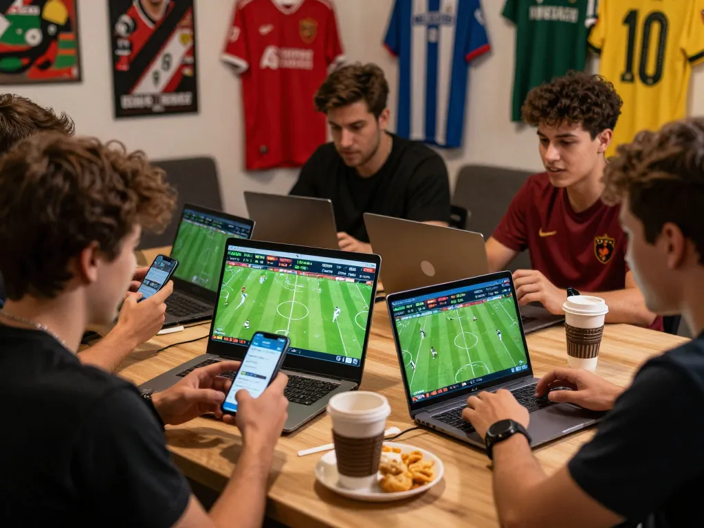 Enthusiasts engaging with 1gom for live football betting information.