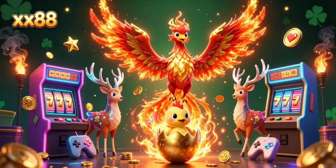 Experience the excitement of xx88 with a vibrant 3D scene featuring thrilling casino elements and dynamic characters.