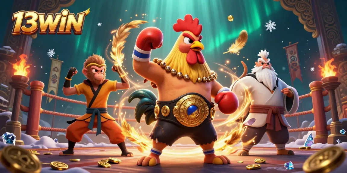 Engage in exhilarating battles at 13WIN's vibrant casino, showcasing dynamic characters and immersive gaming elements.