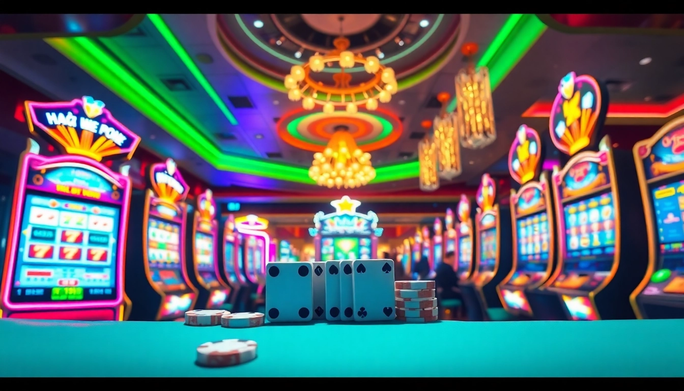 Experience the excitement of nổ hũ slot games in a vibrant casino atmosphere.