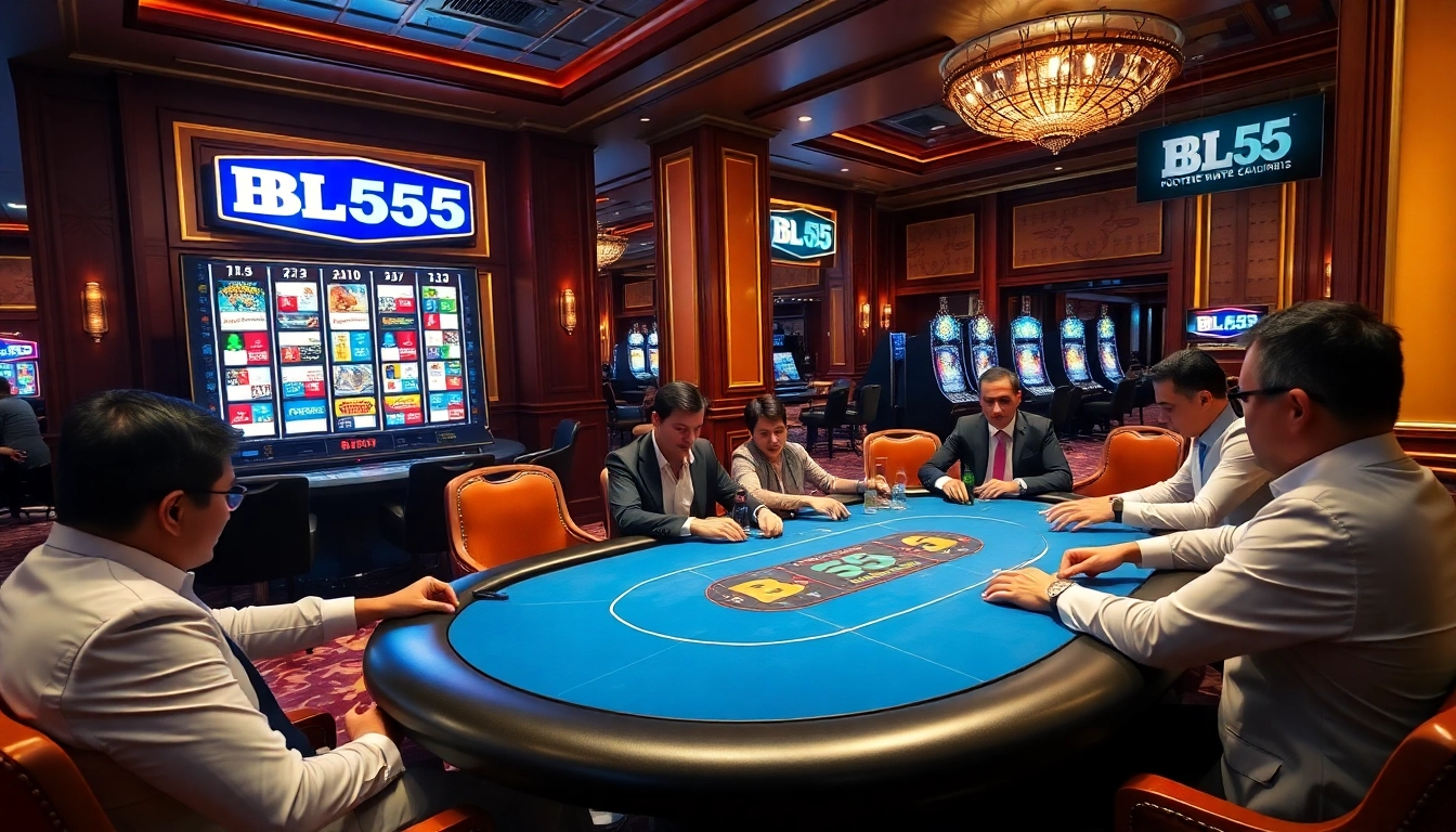 Experience high-stakes excitement at BL555's vibrant poker table with stunning visuals.