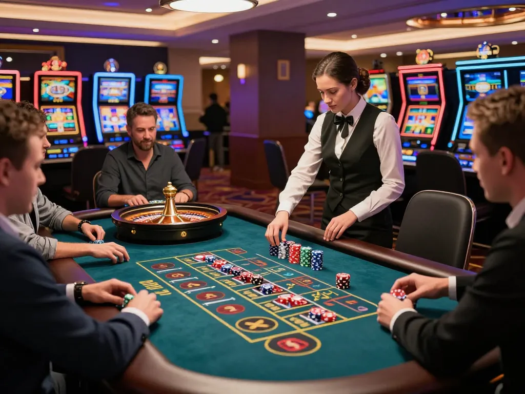 Players placing bets on a roulette table, capturing the excitement of gaming at 78win01 casino.