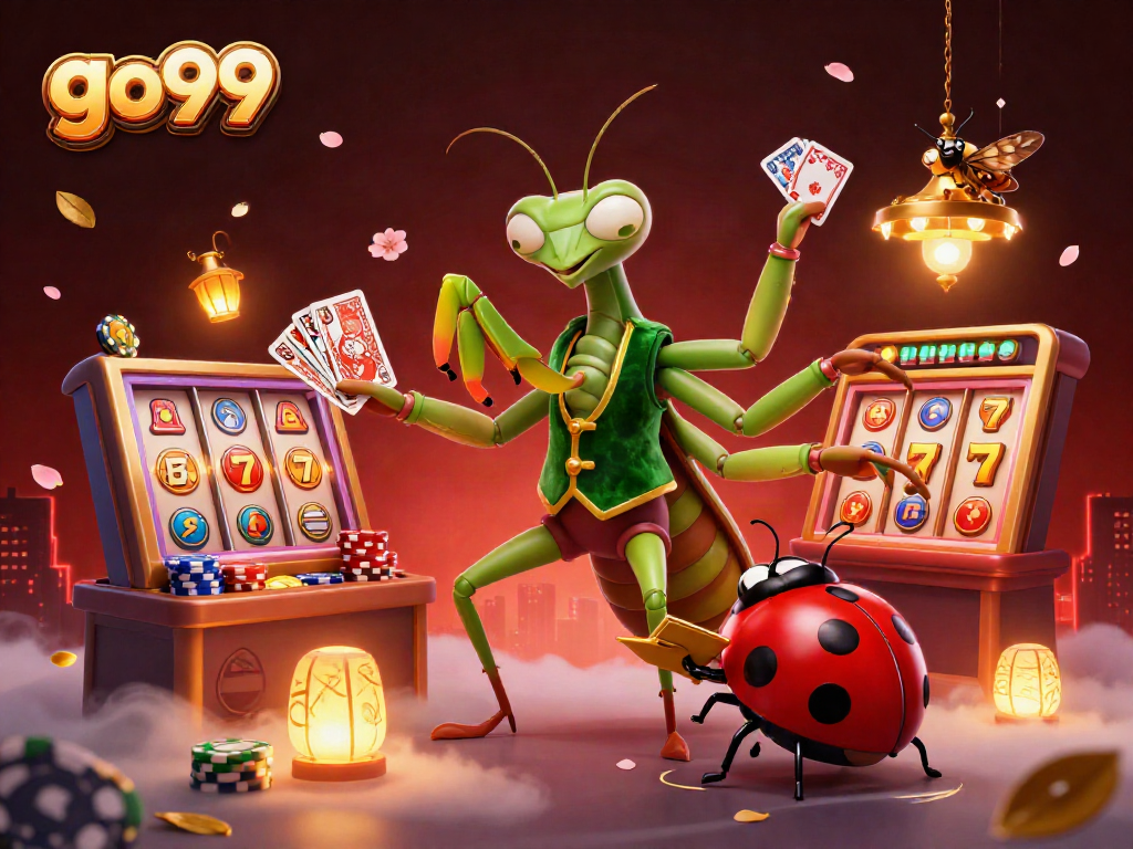 Engage with go99's dynamic slot scene featuring lively characters and vibrant casino elements.