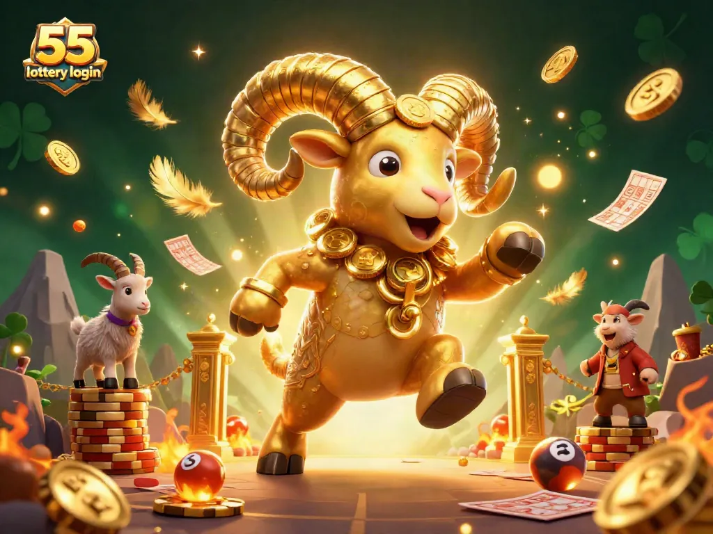 Engage with the exciting 55 lottery login through this vibrant 3D illustration showcasing thrilling lottery elements.