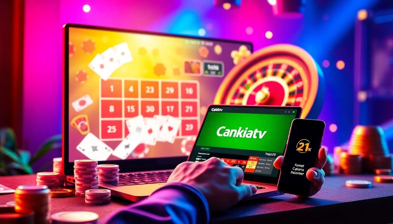 CakhiaTV engaging users in online betting with vibrant casino elements and dynamic sports interfaces.