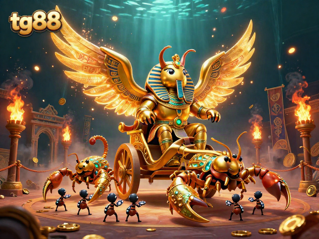 Experience thrilling action and excitement at tg88, where players engage in vibrant games amidst ancient symbols and creatures.
