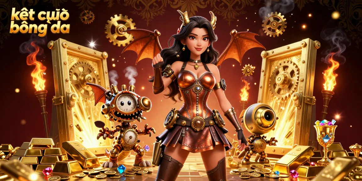 Engage with kết quả bóng đá through a stunning display of 3D characters amid dynamic casino treasures in a vibrant illustration.