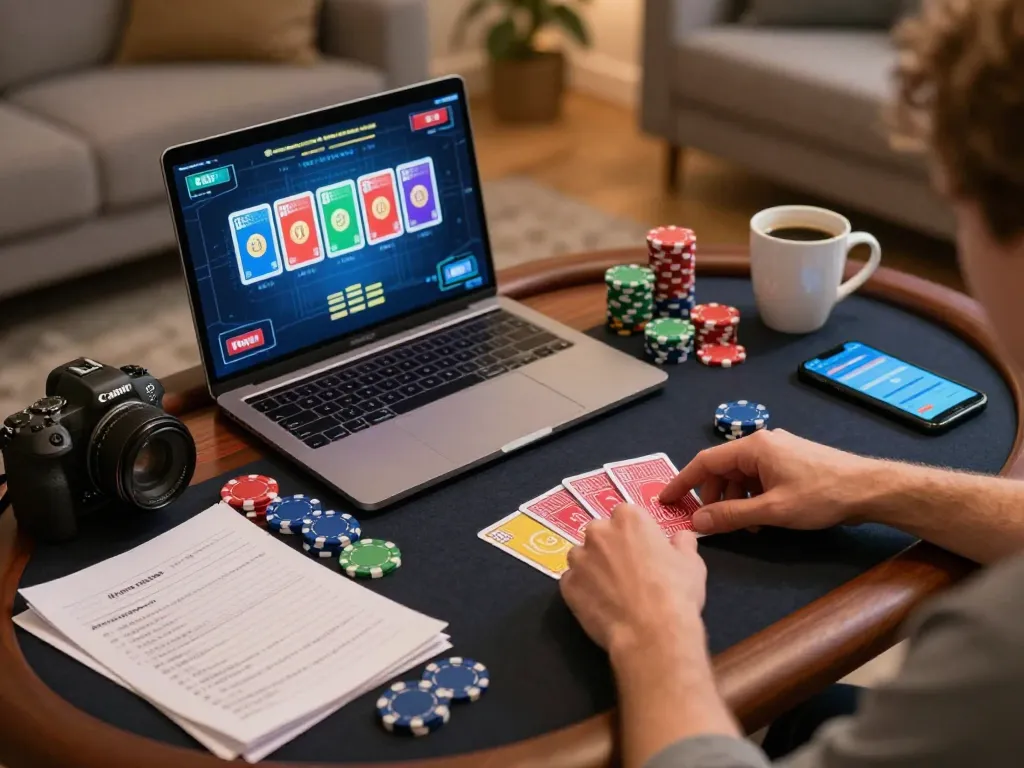 Engaging poker gameplay on tablet showcasing 789win1 interface with chips and cards