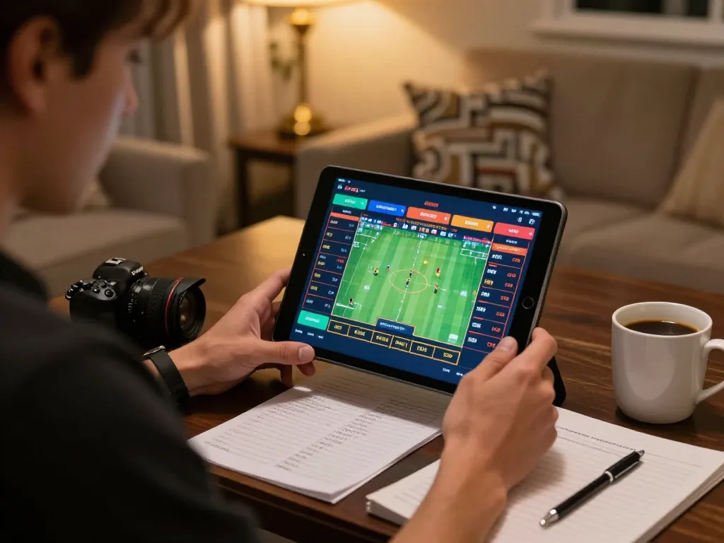 Engaged user placing live bets at Debet online casino from a cozy home setting, showcasing personal gaming experience.