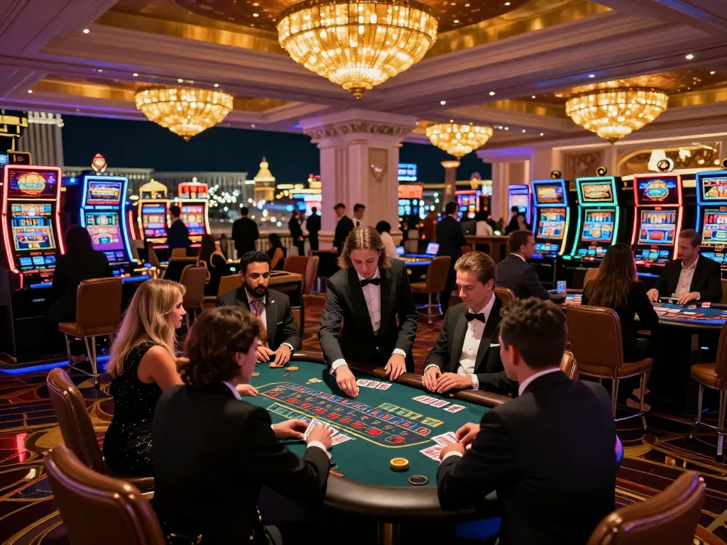 Hitclub blackjack table scene showcasing players engaged in dynamic gameplay at a Vegas casino.