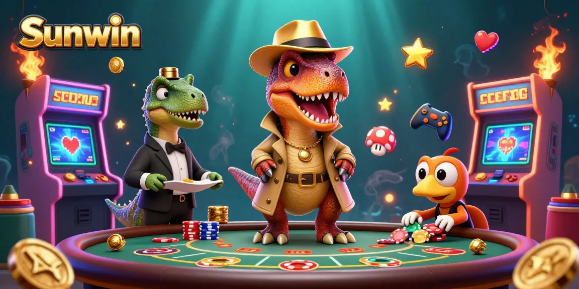 Experience thrilling interactions at Sunwin casino where colorful characters engage in dynamic gaming adventures.