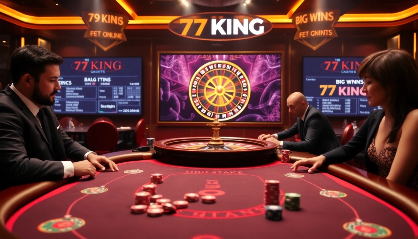 Exciting gameplay at a 79KING casino table with poker chips and a roulette wheel in action.