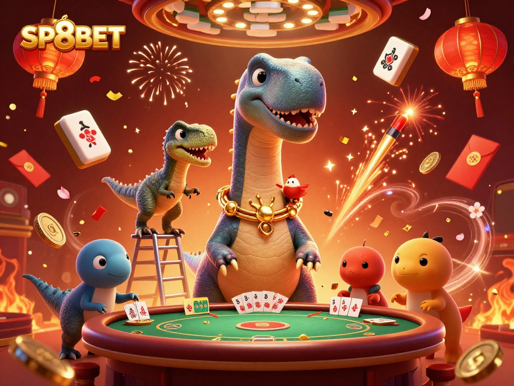 Experience the thrill of SP8BET with this dynamic 3D casino illustration, showcasing epic gaming moments.