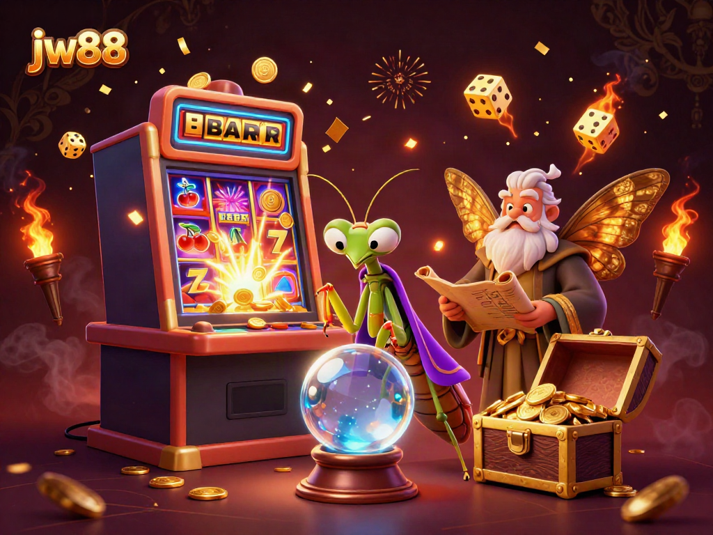 Experience thrilling gameplay at jw88 with an enchanting 3D fortune teller scene highlighting exciting casino elements.