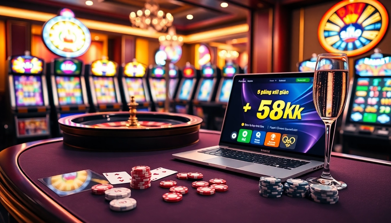 App - đăng ký nhận 58k at a luxurious casino table with poker chips and a roulette wheel.