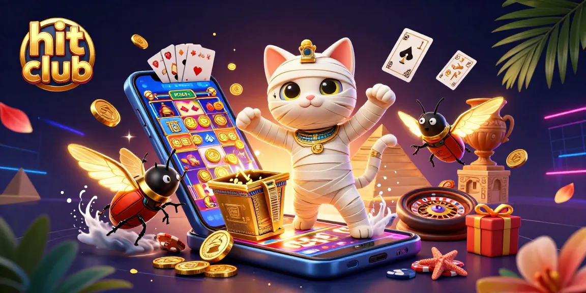 Engage in epic gaming adventures at hit club with Egyptian mummy cat and ancient games.