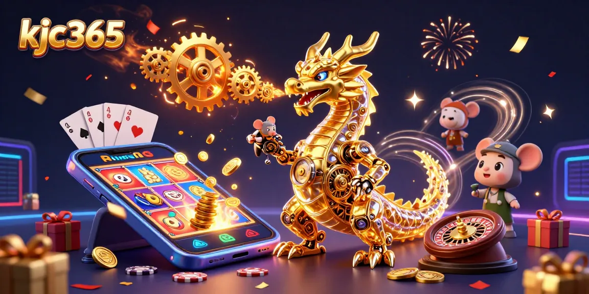 Experience exciting wins with kjc365 featuring a golden dragon and vibrant casino elements for thrilling action.