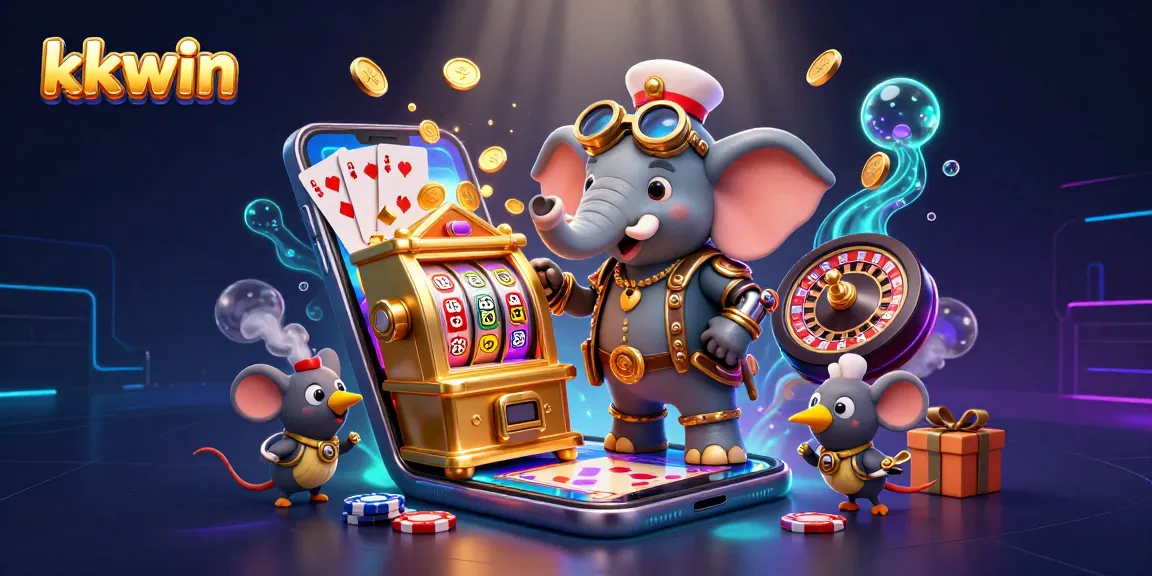 Experience thrilling gameplay with kkwin in a vibrant 3D casino scene featuring colorful slots and engaging characters.