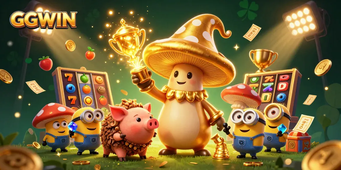 Experience the thrill of GGWIN's golden magic with a wizard and treasure-hunting allies in a vibrant gaming scene.