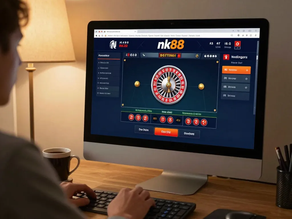 Engaging nk88 online betting scene with player interacting on a live roulette game.