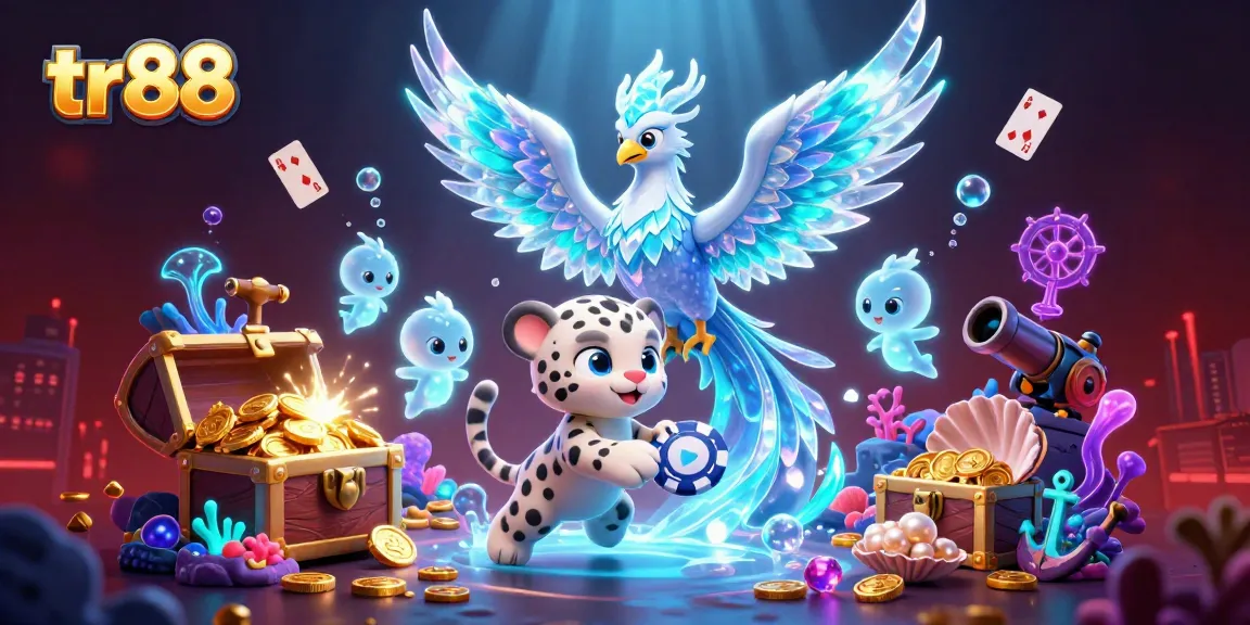 Join the thrilling action at tr88 with an ice phoenix and a snow leopard cub in an exciting casino adventure.