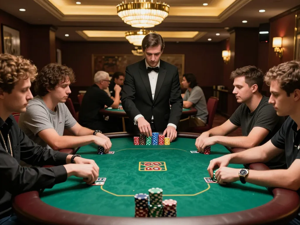 Players engaged in an intense poker game at 78win01 casino, showcasing strategy and excitement.